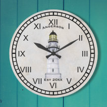 Nautical Wall Clock Grey Grunge vuurtoren