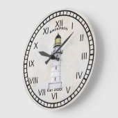 Nautical Wall Clock Grey Grunge vuurtoren Grote Klok (Hoek)
