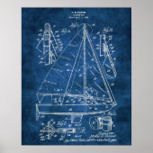 Nautical Wall Decor Sailboat Blueprint #3 Poster (Voorkant)