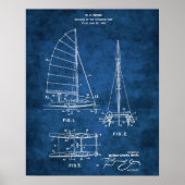 Nautical Wall Decor Sailboat Blueprint #6 Poster (Voorkant)