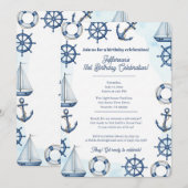 Nautical Watercolor Anchor Wheel Border Kaart (Voorkant / Achterkant)