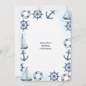 Nautical Watercolor Anchor Wheel Border Kaart (Achterkant)