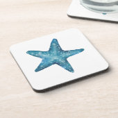 Nautical Watercolor Blue Starfish Bier Onderzetter (Linkerzijde)