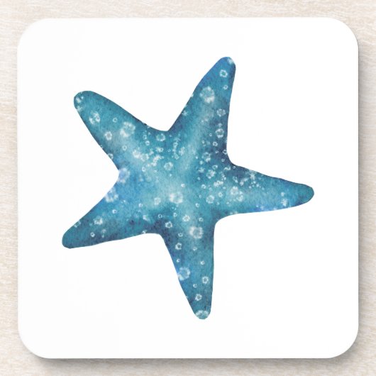 Nautical Watercolor Blue Starfish Bier Onderzetter (Voorkant)
