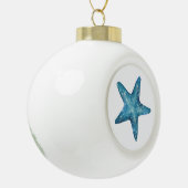 Nautical Watercolor Blue Starfish Keramische Bal Ornament (Links)