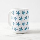 Nautical Watercolor Blue Starfish Koffiemok (Voorkant links)