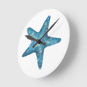 Nautical Watercolor Blue Starfish Ronde Klok (Hoek)