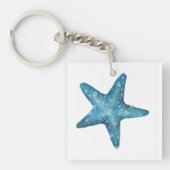 Nautical Watercolor Blue Starfish Sleutelhanger (voorkant)