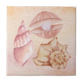 Nautical watercolor Seashells pink painting art Tegeltje (Voorkant)