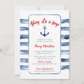 Nautical, Waterverf Baby shower Invitation Kaart (Voorkant)