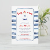 Nautical, Waterverf Baby shower Invitation Kaart (Staand voorkant)