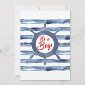Nautical, Waterverf Baby shower Invitation Kaart (Achterkant)