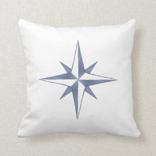 Nautical Waterverf Blue Compass Star Sierkussen