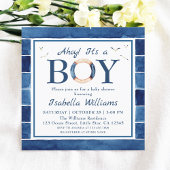 Nautical Waterverf Navy Blue Boy Baby shower Kaart