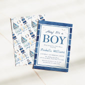Nautical Waterverf Navy Blue Boy Baby shower Kaart