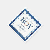 Nautical Waterverf Navy Blue Boy Baby shower Servet (Hoek)