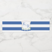 Nautical Waterverf Navy Blue White Wedding Crest Waterfles Etiket (Enkel label)