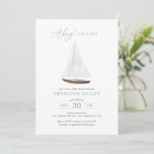 Nautical Waterverf Sailboat Baby shower Kaart (Staand voorkant)