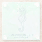 Nautical Waterverf Seahorse Personalized Glazen Onderzetter (Achterkant)