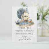 Nautical Waterverf Ship and Full Moon Wedding Bedankkaart (Staand voorkant)