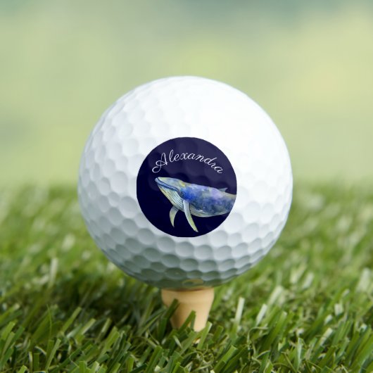 Nautical Waterverf Whale Navy Blue Coastal Golfballen (Insitu Shirt)