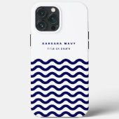 Nautical Wave Navy Blue Trendy Simple Stylish Case-Mate iPhone Case (Achterkant)