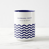 Nautical Wave Navy Blue Trendy Simple Stylish Mok (Midden)