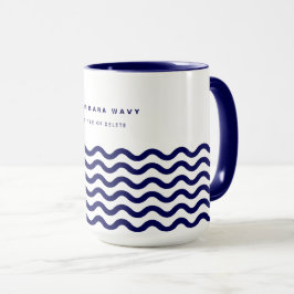 Nautical Wave Navy Blue Trendy Simple Stylish Mok