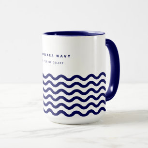 Nautical Wave Navy Blue Trendy Simple Stylish Mok