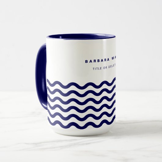 Nautical Wave Navy Blue Trendy Simple Stylish Mok (Voorkant links)