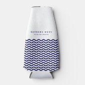 Nautical Wave Navy Blue Trendy Simple Stylish op e Flesjeskoeler (Voorkant)