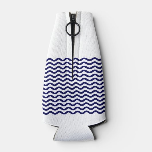 Nautical Wave Navy Blue Trendy Simple Stylish op e Flesjeskoeler (Achterkant)