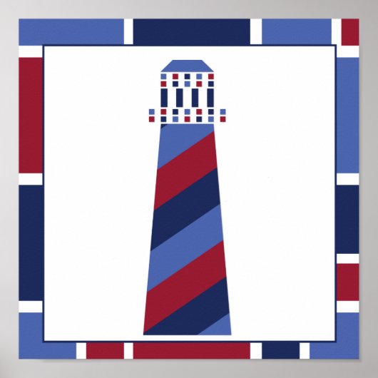 Nautical Wave Nursery Lighthouse Poster (Voorkant)