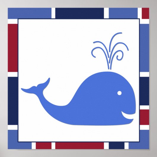 Nautical Wave Nursery Walvis Poster (Voorkant)