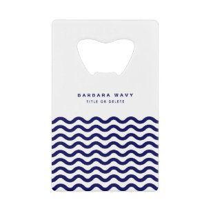 Nautical Waves Navy Blue Trendy Stylish 9 Waves Creditkaart Flessenopener