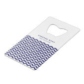 Nautical Waves Navy Blue Trendy Stylish 9 Waves Creditkaart Flessenopener (Achterkant Gekanteld)