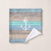 Nautical Weathered Summer Beach Wood Anchor Bad Handdoek (Wasdoekje)