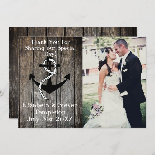 Nautical Weddenfoto Hartelijk dank Bedankkaart (Voorkant / Achterkant)