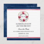 Nautical Weddenschap met handschilderd reddingsboo Save The Date (Voorkant / Achterkant)