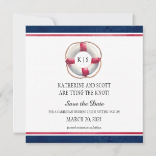 Nautical Weddenschap met handschilderd reddingsboo Save The Date