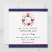 Nautical Weddenschap met handschilderd reddingsboo Save The Date (Voorkant)
