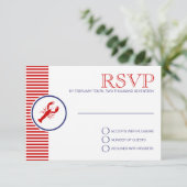 Nautical Weddenschap Theme RSVP Red Lobster Aangep (Staand voorkant)