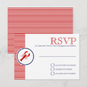 Nautical Weddenschap Theme RSVP Red Lobster Aangep Kaartje (Voorkant / Achterkant)