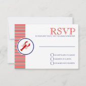 Nautical Weddenschap Theme RSVP Red Lobster Aangep Kaartje (Voorkant)