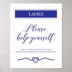 Nautical Weddenschap van Navy Blue-dames Bathroom  Poster