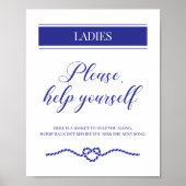 Nautical Weddenschap van Navy Blue-dames Bathroom  Poster (Voorkant)