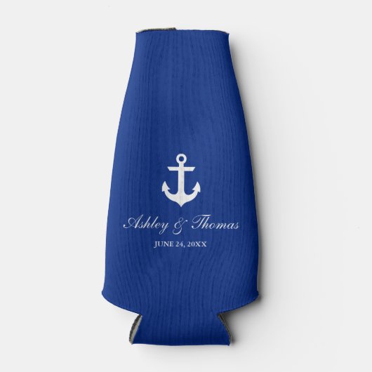 Nautical Wedding Anchor Blue Flesjeskoeler (Voorkant)