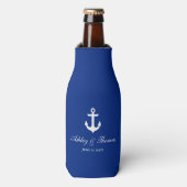 Nautical Wedding Anchor Blue Flesjeskoeler (Fles Voorkant)