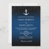 Nautical Wedding Anchor Confetti Stippen Navy Blue Kaart (Voorkant)