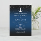 Nautical Wedding Anchor Confetti Stippen Navy Blue Kaart (Staand voorkant)